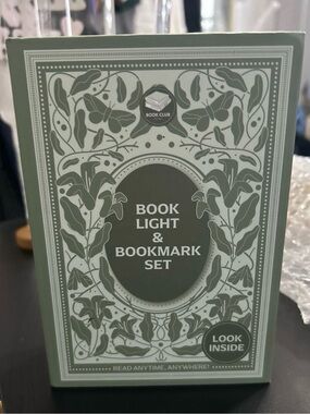 Book Light & Bookmark Set — Sage Green Botanical Design